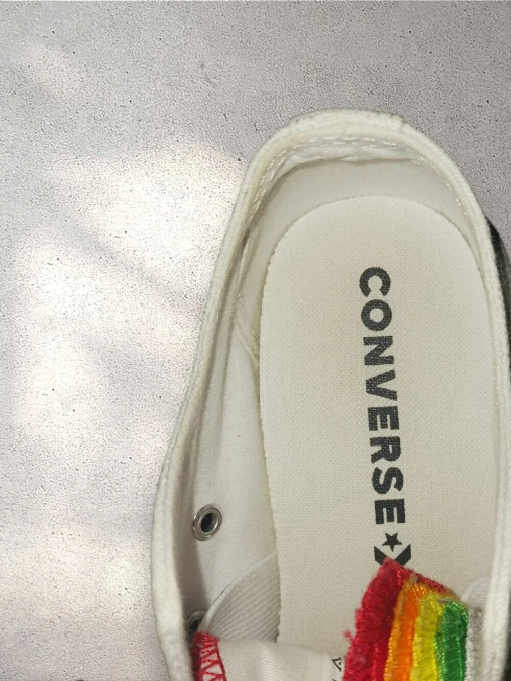 Converse Chuck Taylor All Star Rainbow Tongue Low Top Sneakers White Women's 6.5